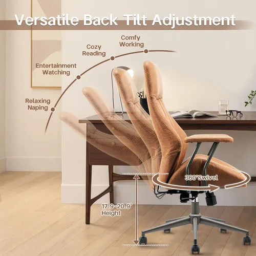 Miniatura 4 de HOOOWOOO Silla de Oficina Ergonómica, Silla de Escritorio Moderna de Computadora de Media Siglo, Silla Ejecutiva Cómoda con Asiento Extra Ancho
