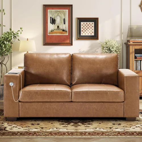 Miniatura 15 de Hanherry - Sofá para sala de estar, sofá moderno y cómodo con cojín de asiento de firmeza media, funda extraíble, apoyabrazos anchos, puerto Gris