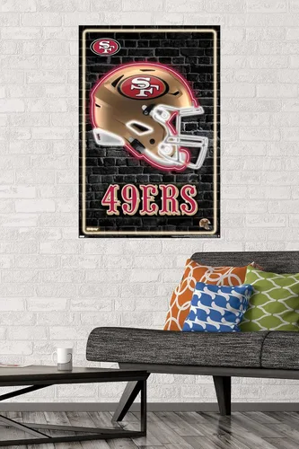 Miniatura 2 de NFL San Francisco 49ers - Póster de pared con casco neón 23, 34 pulgadas de largo x 22.4 pulgadas, versión sin marco