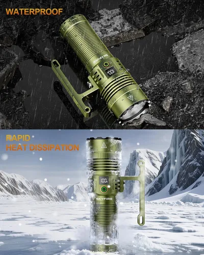 Miniatura 6 de SKYFIRE Foco recargable, 13000 lúmenes, linterna de alto lúmenes, 32000 mAh 24 horas de tiempo de ejecución LED, foco de mano impermeable IP67