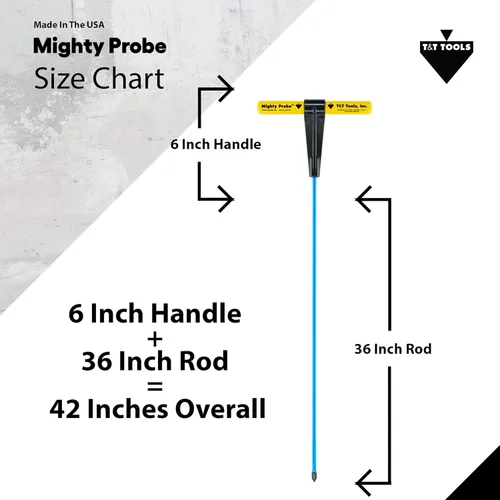 Miniatura 2 de T&T Tools Mighty Probe - Sonda de suelo de metal aislada – 42 pulgadas de largo total – Paquete de seis – con varilla redonda hexagonal de metal
