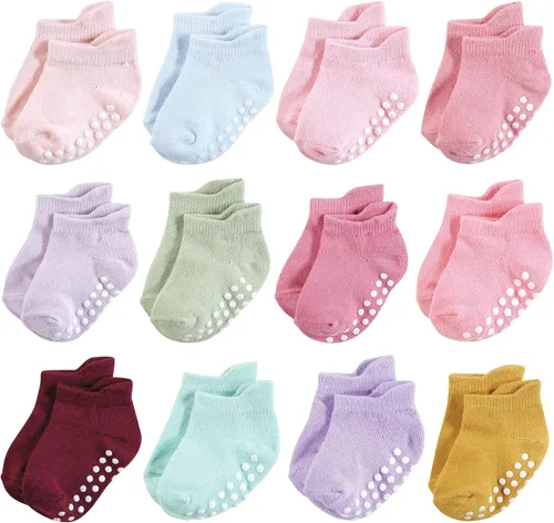 Hudson Baby Calcetines antideslizantes unisex para bebé, Rosado Multi Girl
