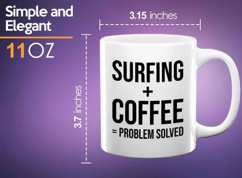 Miniatura 5 de Adventure - Taza de café de 11 onzas, color blanco, para surfear, tablas de surf, surf, playa, verano, playa, adolescente, amistad