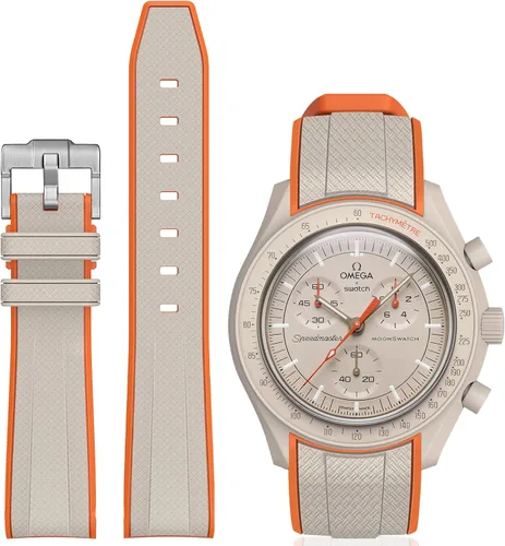 Miniatura 18 de Correa Stanchev para reloj Moonswatch, correa de silicona suave curvada sin espacio de 20mm para reloj Omega X Swatch Speedmaster, correa