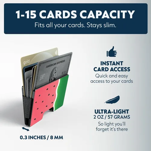 Miniatura 39 de Cartera de aluminio impresa 2.5D para hombres: clip delgado para dinero y tarjetero con barniz selectivo táctil. Bloqueo RFID mejorado, compacto
