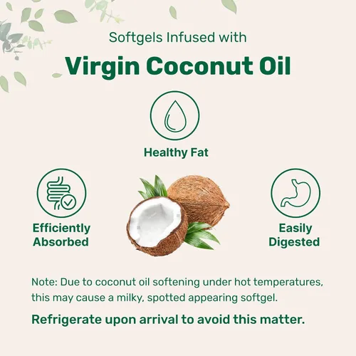 Miniatura 4 de Micro Ingredients Biotin 5,000mcg 365 cápsulas blandas de aceite de coco virgen, liberación rápida, suministro de un año Apoya el cabello