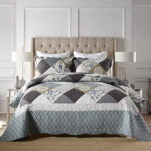 Miniatura 40 de Travan Juego de Edredón de 3 Piezas Tamaño King Colcha Acolchada Ligera Juego de Cubrecama Reversible con Estampado Floral Juego de Ropa de Cama