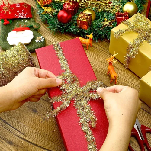Miniatura 7 de Canlierr Guirnalda de oropel de Navidad de 50 yardas con purpurina fina metálica para decoración de árbol de Navidad, fiesta de cumpleaños, boda