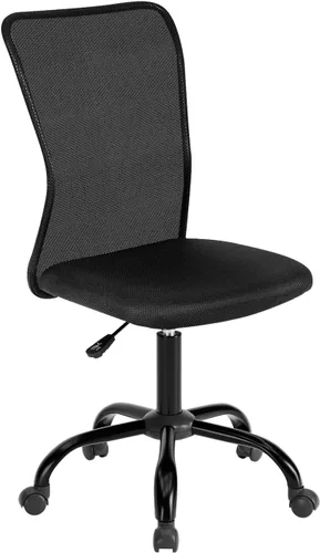 Miniatura 13 de FDW Silla de oficina en casa, silla de escritorio de malla con respaldo medio, sin brazos, ergonómica, giratoria, soporte de espalda, ajustable