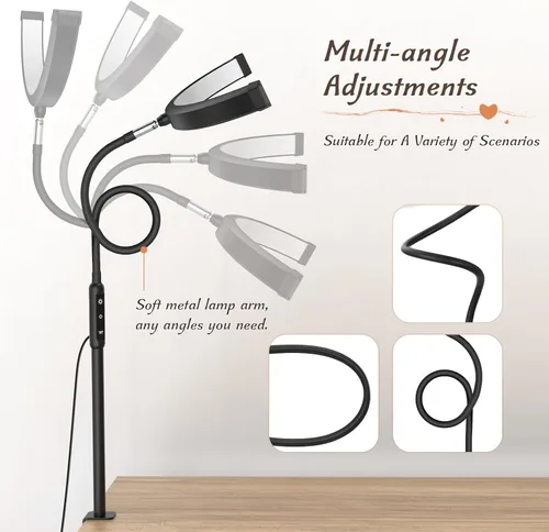 Miniatura 3 de Mznoo Luz Media Luna con Abrazadera, Lámpara de Mesa LED para Manicura, Lámpara de Escritorio para Uñas, Extensiones de Pestañas, Cuidado de la Piel