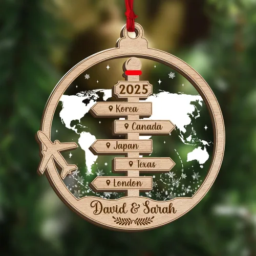 Miniatura 13 de Adorno de Navidad personalizado para parejas - Texto personalizado, lindo adorno de playa, vacación memorable, recuerdo de boda, casados en Hawái