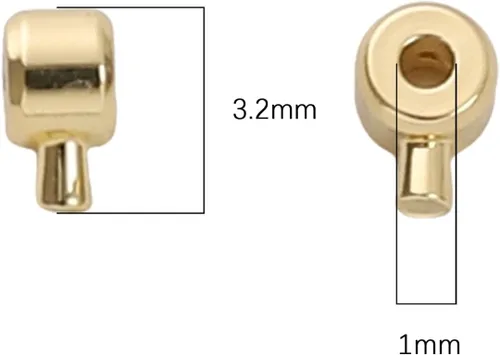 Miniatura 2 de BEADIA - Hebilla de línea de pesca cilíndrica chapada en oro de 14 quilates, tapas de extremo de 3.2 mm, 30 piezas para hacer joyas