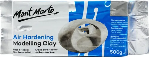 Mont Marte Arcilla de modelado que se endurece con el aire gris, 500 g (1.1 lb). Se seca en aproximadamente 24 horas. Adecuada para escultores y