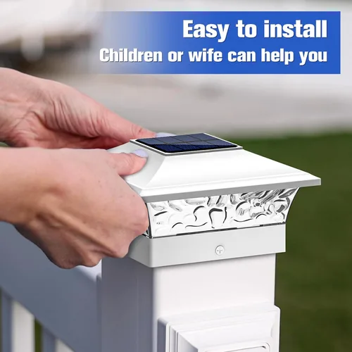 Miniatura 4 de VOLISUN - Faroles solares para postes de 4x4/6x6, para cercas de madera/vinilo, para patio/jardín, blanco cálido con 2 modos de iluminación