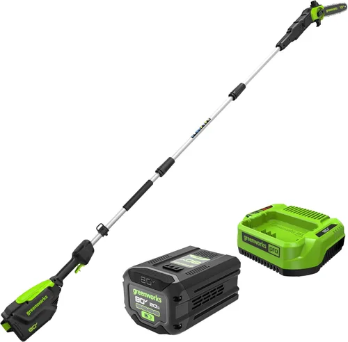 Miniatura 14 de Greenworks 60V sierra de poste sin cable sin escobillas de 10 pulgadas, alcance de 14.5 pies, batería de 2.0Ah y cargador