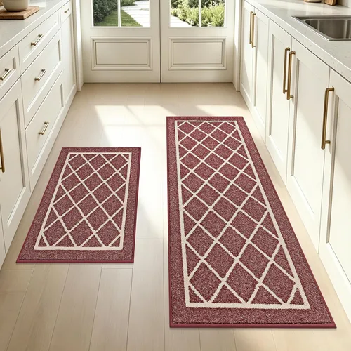 Miniatura 11 de BEQHAUSE - Alfombras de cocina antideslizantes para piso 2 piezas Alfombras de cocina y tapetes antideslizantes lavables Alfombra de cocina