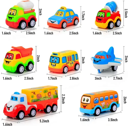 Miniatura 7 de Forty4 Paquete de 9 autos de juguetes para niños y niñas de 2, 3, 4, 5 años, camión de transporte grande con 8 pequeños camiones de tracción