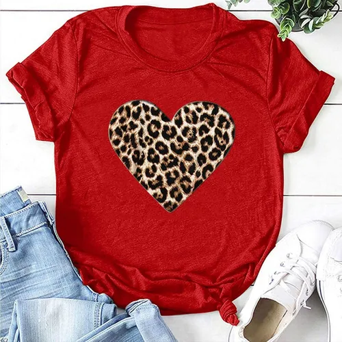 Miniatura 26 de Camisetas de manga corta con estampado de corazón para mujer, camisetas de ajuste regular, linda y divertida, ropa de regalo 2023