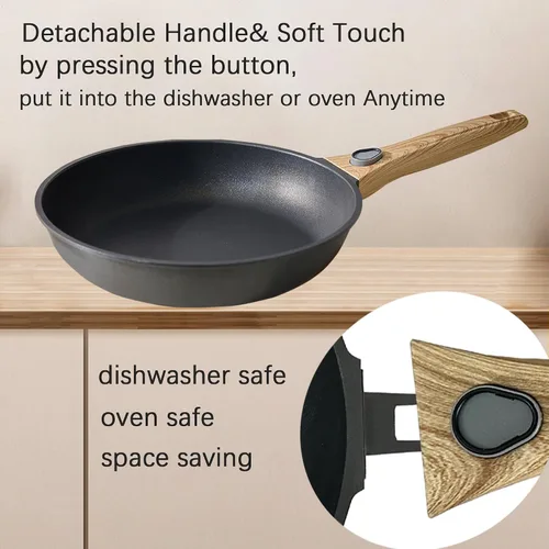 Miniatura 5 de Sartén antiadherente de 9.5 pulgadas con asa desmontable, sartén con asa desmontable antiadherente, sartén para tortilla apta para horno