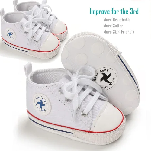 Miniatura 2 de Zapatos de lona para recién nacidos, para niños y niñas, suela suave, sin cordones, para primeros pasos, zapatos planos para cuna, de mezclilla