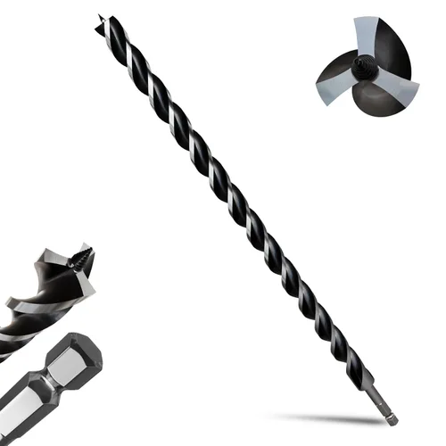 Miniatura 46 de 8 brocas profesionales de 12 pulgadas de largo para madera con vástago hexagonal de cambio rápido de 1/4 pulgadas (1/4-7/8 pulgadas), diseño de 3