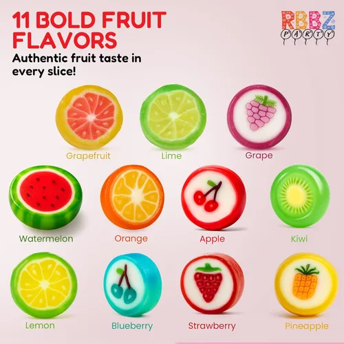 Miniatura 2 de Rebanadas de frutas en caramelo - Caramelo duro a granel 1 lb Bolsa de rebanadas de caramelo de fruta pequeñas envueltas individualmente