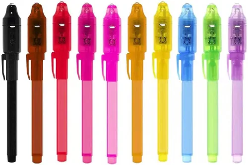 EODVICS Paquete de 10 bolígrafos de tinta invisible con luz UV, bolígrafo espía mágico para mensajes secretos, fiesta de cumpleaños, Halloween,