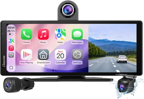 Miniatura 10 de Carpuride W903 Carplay inalámbrico y Android Auto con cámara de salpicadero, pantalla táctil HD IPS de 9.3 pulgadas para automóvil, cámara frontal