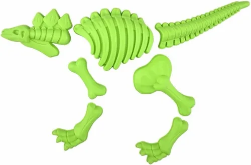 Miniatura 4 de Zugar Land Juego de moldes de arena fósil de dinosaurio (3 dinosaurios amarillo, verde y azul) de plástico. 22 piezas. Kit de Paelontólogo Joven