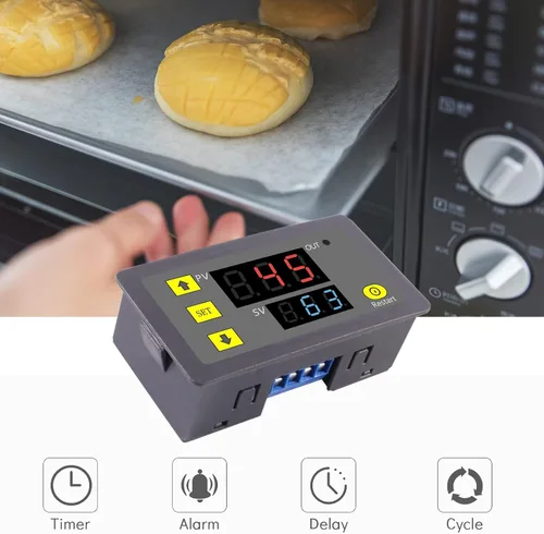 Miniatura 7 de 2 unids temporizador de retardo relé AC 110 V 220 V 10 A 1500 W programable pantalla LED digital ciclo temporizador retardo interruptor módulo