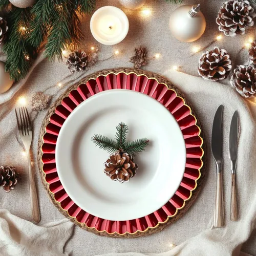 Miniatura 2 de Platos lisos rojos, platos lisos redondos de plástico de 13 pulgadas para fiesta de boda, decoración de mesa. (Juego de 6)