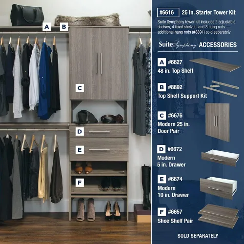 Miniatura 7 de ClosetMaid SuiteSymphony - Cajón de madera, accesorio para complementar, estilo moderno, para almacenamiento, ropa de armario, tamaño de 5 pulgadas