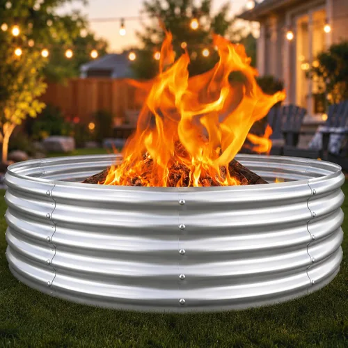 Miniatura 11 de Anillo de chimenea al aire libre de 32 pulgadas, chimenea de leña resistente al calor de 17 pulgadas de altura y chimenea para exterior, anillo