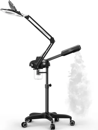 TASALON Vaporizador facial profesional 2 en 1, vaporizador facial de ozono caliente para facial con lámpara de aumento 5X, vaporizador esteticista