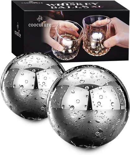 Miniatura 8 de Juego de 4 esferas de hielo de acero inoxidable reutilizables, esferas de cubitos de hielo para bebidas, piedras de whisky, regalos para hombres