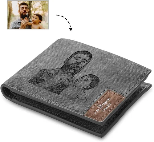 Miniatura 2 de lagofit Carteras con fotos personalizadas para hombres, billetera personalizada con imagen, regalos personalizados para hombres, novios, padres