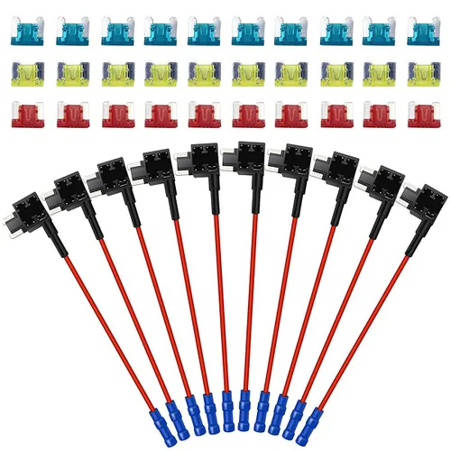 Miniatura 10 de Paquete de 10 adaptadores de fusible de 12 V para automóvil Add-A-Circuit, Micro II Micro II Micro 2 APT ATR Blade Fuse Holder con hoja 10A 15A 20A