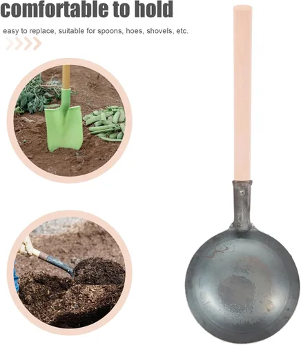 Miniatura 4 de Lurrose Mango de madera de repuesto para pala y cucharón de 11.81 pulgadas, mango ergonómico multiusos para herramientas de jardinería y hogar