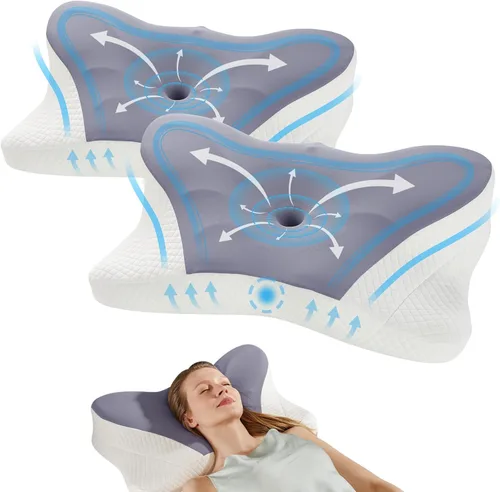 Miniatura 10 de Sweetcrispy Almohada cervical para cuello y hombro, almohadas ergonómicas de espuma viscoelástica, contorno lateral para adultos, soporte ortopédico