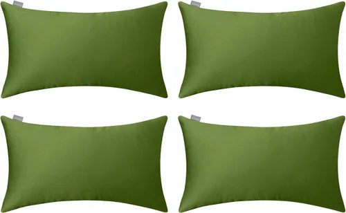 Miniatura 50 de Thmyo - Paquete de 4 fundas de almohada decorativas de 100 % algodón para lumbar, cómodas, sólidas, para Navidad/Halloween, fundas de cojín Blanco