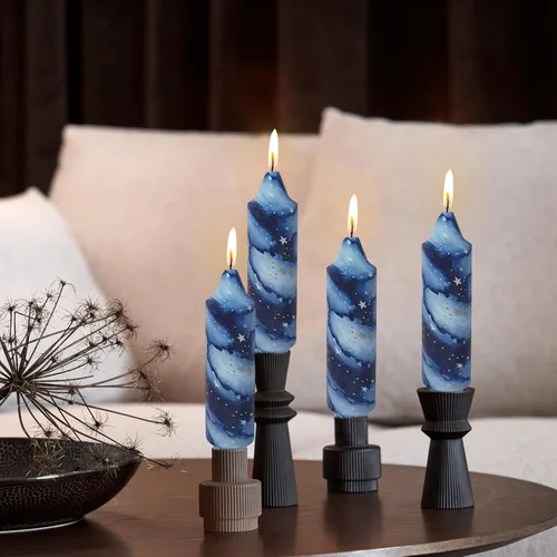 Miniatura 69 de Candelabros cortos de 5 pulgadas con velas cónicas verde oscuro, 4 piezas para cena, hogar, boda, fiesta, decoración