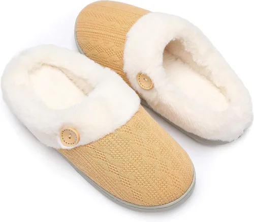 Miniatura 8 de Chantomoo Pantuflas para Mujer Cálidas y Cómodas con Espuma Viscoelástica Pantuflas de Casa Zapatos de Punto con Forro de Piel Sintética Suela