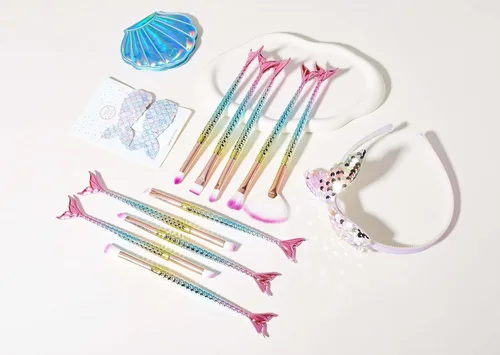 Miniatura 3 de COSHINE - Regalos de sirena para novia, 15 piezas de herramientas de maquillaje únicas, caja de regalo, brochas de maquillaje de sirena, bolsa