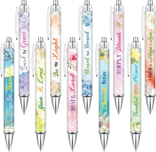 Miniatura 12 de Tinlade 10 piezas de bolígrafos cristianos para mujeres, bolígrafos de tinta religiosa, regalos de Pascua, citas inspiradoras, versículos bíblicos