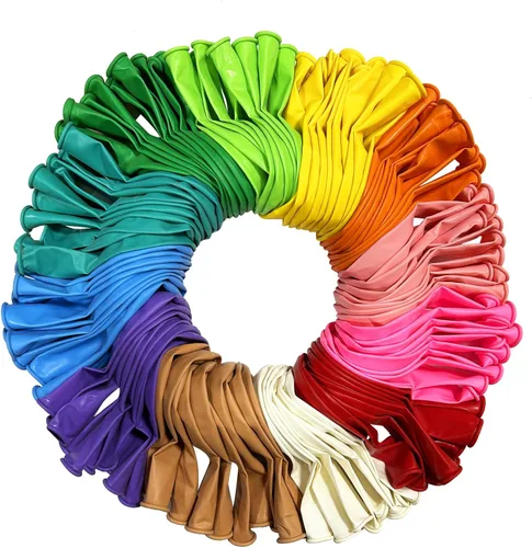 YALLOVE Globos de látex de colores surtidos, juego de 120, 12 pulgadas para uso en helio o aire, globos gruesos para baby shower, cumpleaños,