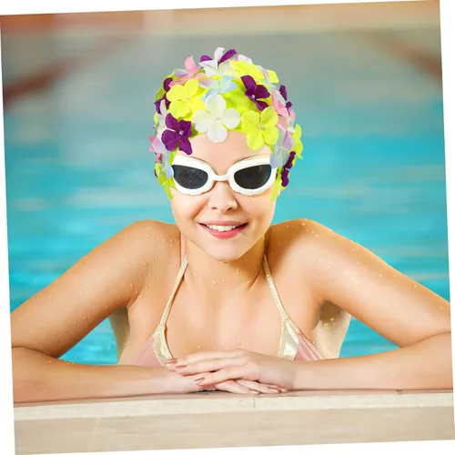 Miniatura 4 de VANZACK Gorros de ducha para mujer, gorro de natación con flores, gorro de natación floral, gorro de natación para mujer