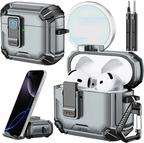Miniatura 10 de Inesore for AirPods Pro 3 Case (2025) with Phone Stand Design, Compatible with MagSafe, Auto-Locking Case Cover for Air Pods Pro 3rd with Cleaning