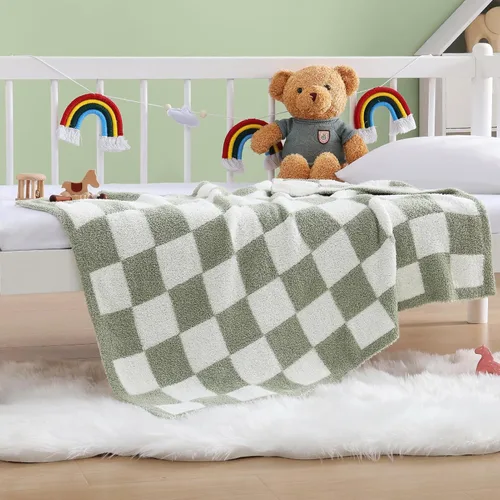 Miniatura 65 de WRENGONGE - Manta a rayas de color caqui, suave, acogedora, mullida, cálida, para sillón, sofá, cama o viajes, ligera, 50 x 70 pulgadas, regalo
