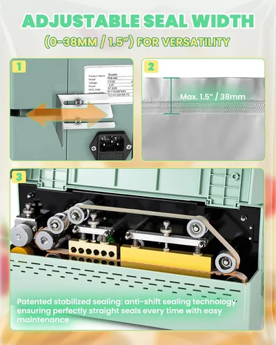 Miniatura 6 de Máquina de sellado térmico comercial, sellador automático de banda continua 32-482 ° F ajustable con pantalla táctil LED inteligente Rápida