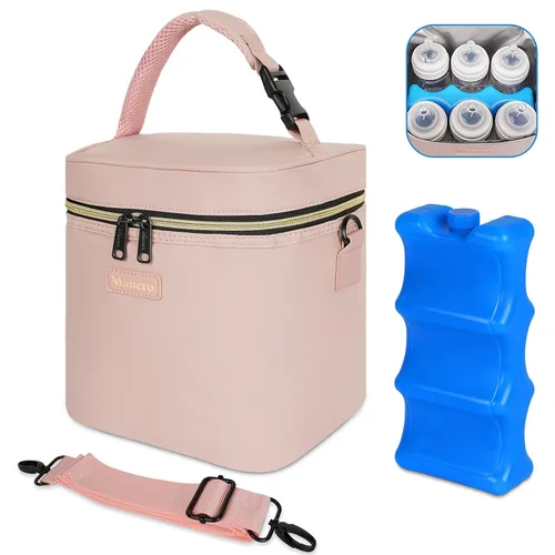 Bolsa de refrigeración de leche materna Mancro con capacidad para 6 biberones de hasta 9 onzas, bolsa térmica para biberones con paquete de hielo y